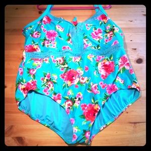 Turquoise/Floral/Lace One piece